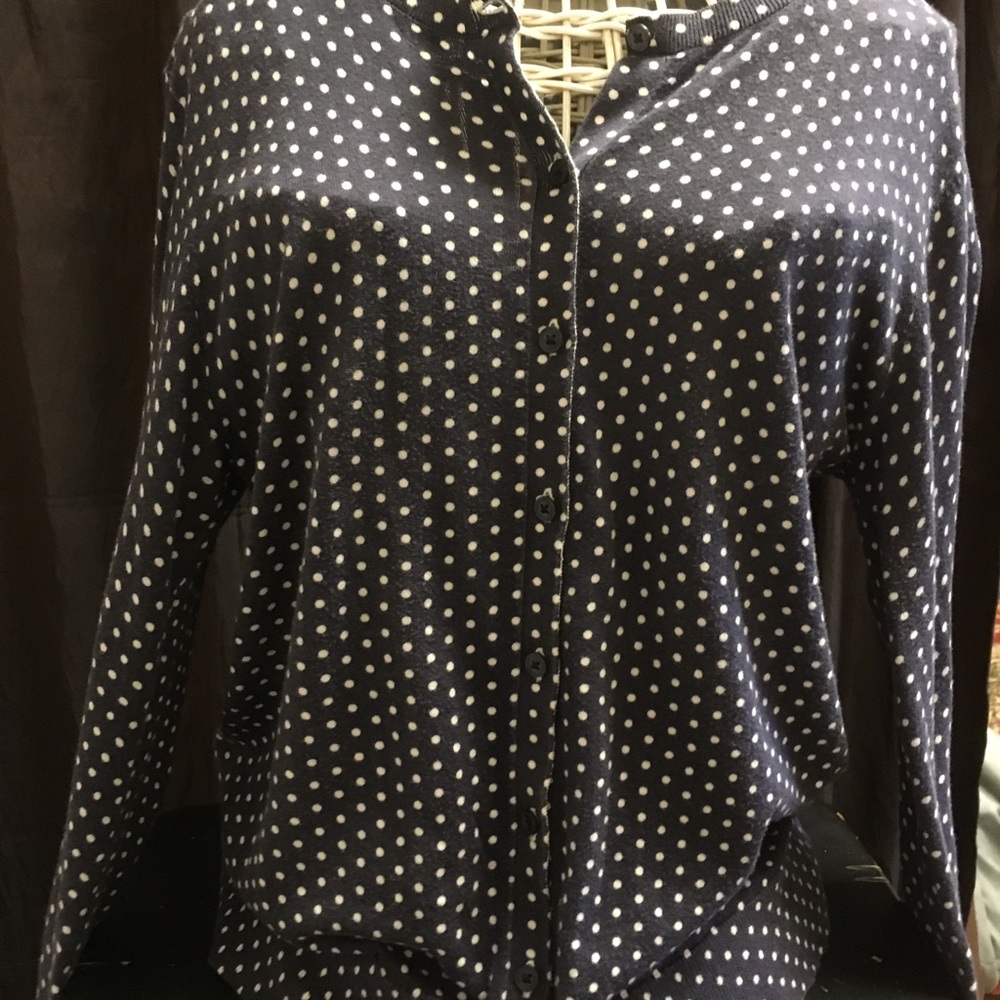 Navy polka dot ann Taylor loft cardigan/sweater